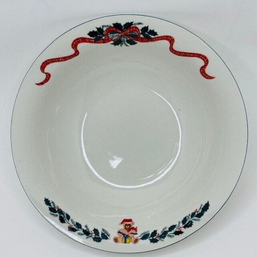 Newcor Origins Holiday Large Soup Bowl 126 Christmas Morning Tree Teddy Garland